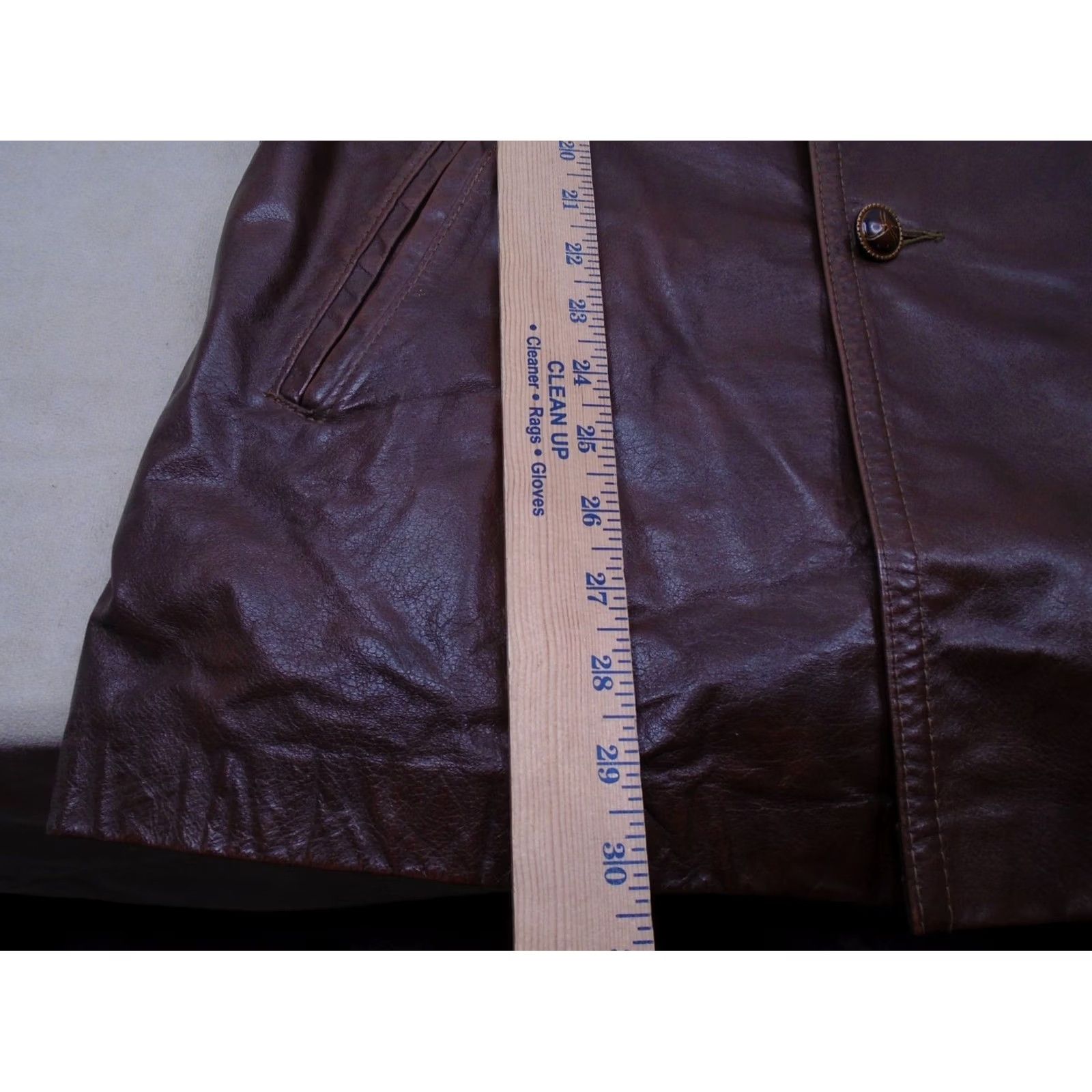 Skin VINTAGE Grais Jacket Leather Car Coat Mens 40 Regular Brown Button Casual Made USA Angel Skin Nappa Size US XXS / EU 40 - 6 Thumbnail