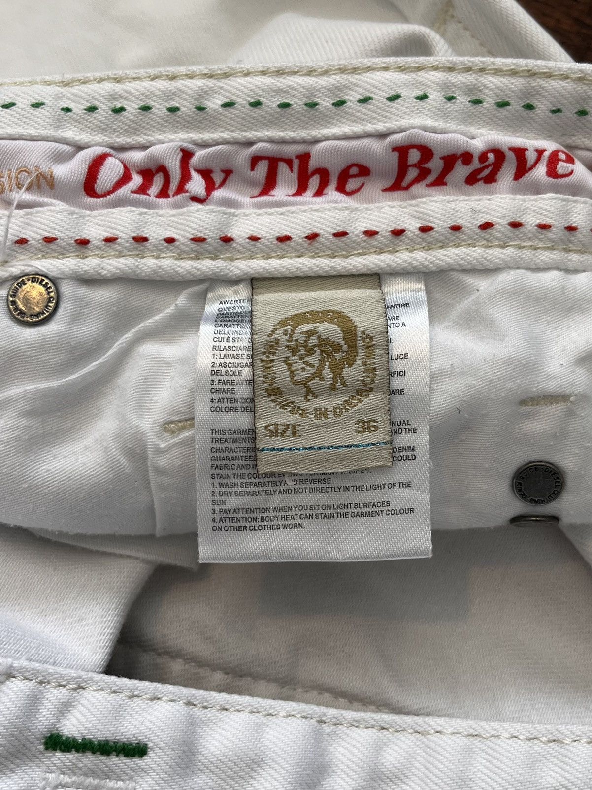 Designer × Diesel × Vintage RARE vintage white diesel straight leg denim jeans Size US 34 / EU 50 - 7 Thumbnail