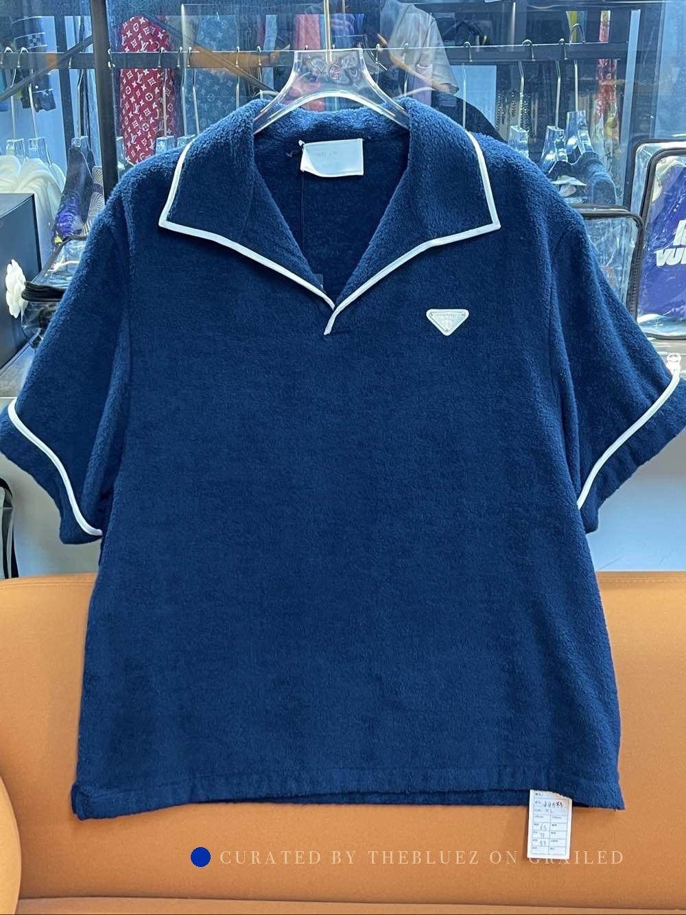 Prada Soft Blue Terry Polo Shirt Size US M / EU 48-50 / 2 - 1 Thumbnail