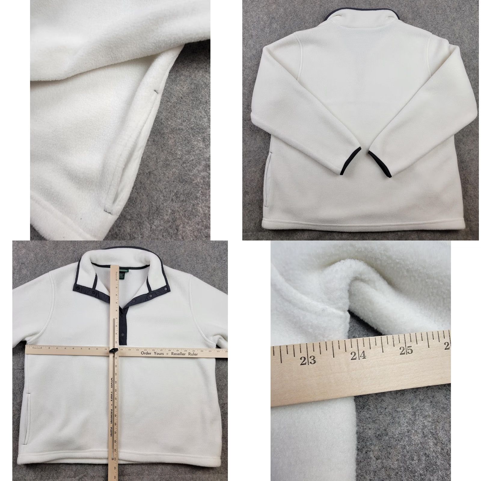 Vintage VINTAGE? No — LL Bean Fleece Pullover Womens Large White Snap Mock Neck Pockets Half Snap Size L / US 10 / IT 46 - 8 Thumbnail