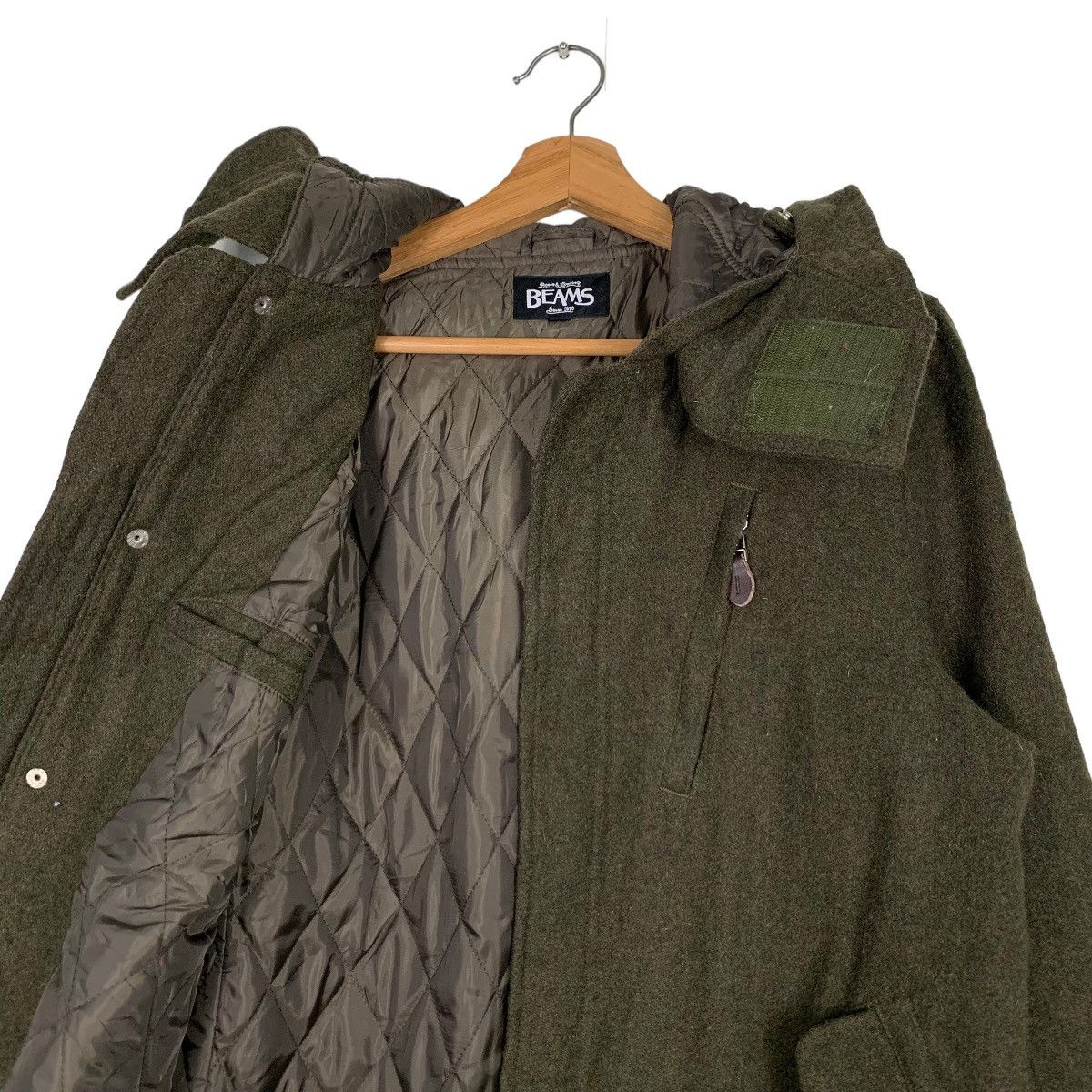 Beams Plus BEAMS Wool Olive Green Hoodie Jacket #0062-C4 Size US L / EU 52-54 / 3 - 12 Thumbnail