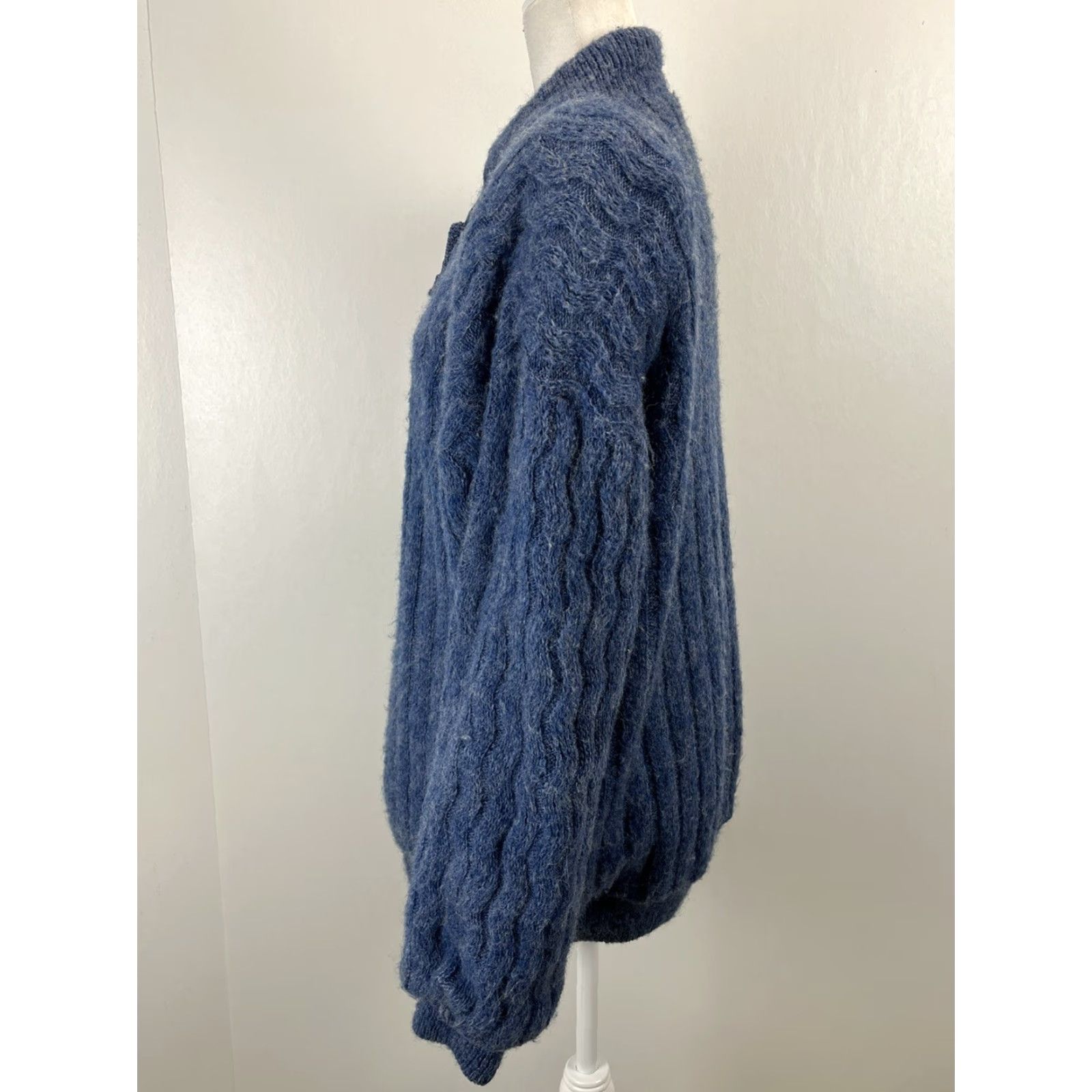 Vintage VINTAGE Tundra 80s Wool Sweater Jacket Womens XL Blue Lined Shoulder Pads Size XL / US 12-14 / IT 48-50 - 2 Thumbnail