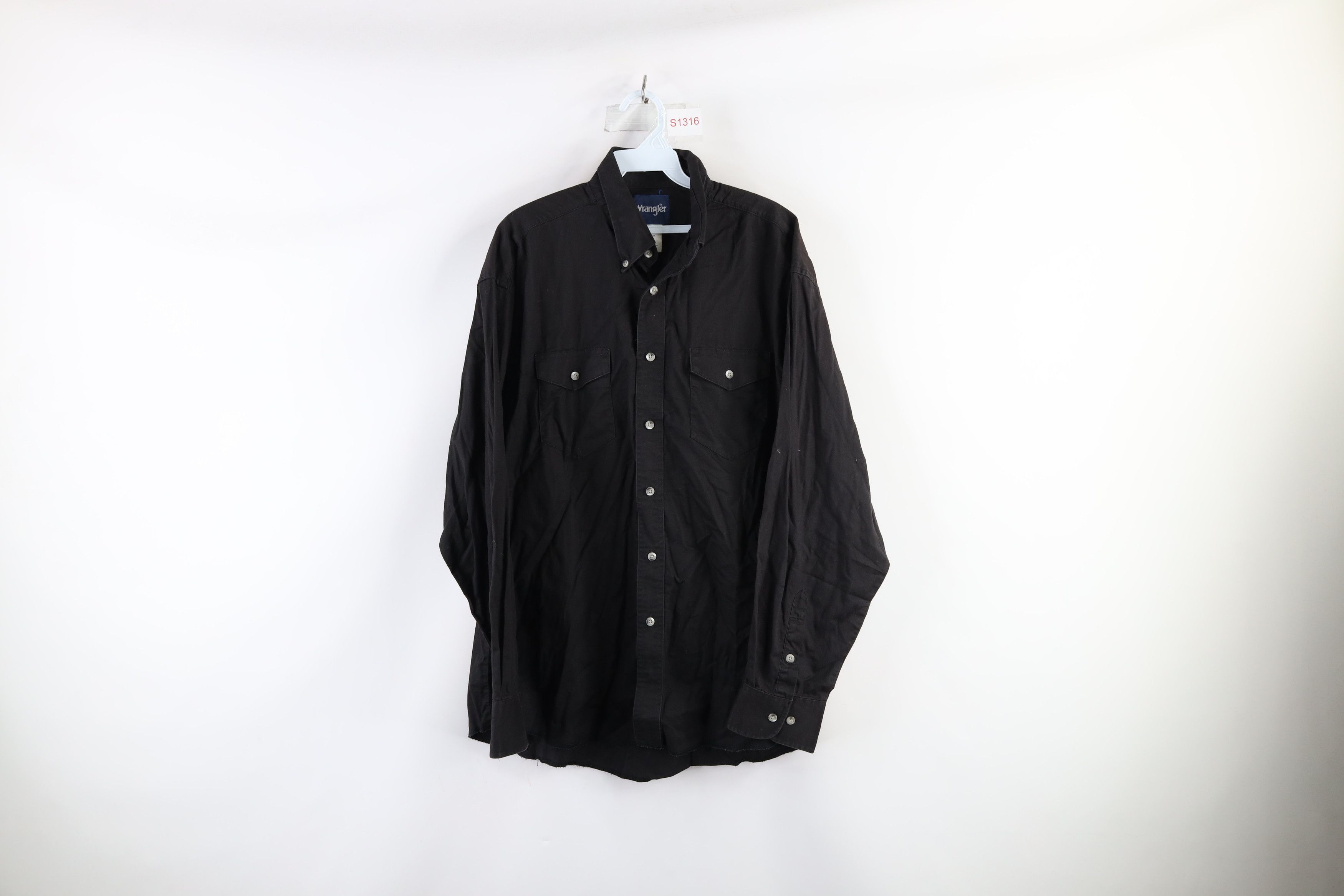 Vintage × Wrangler Vintage 90s Wrangler Western Rodeo Button Shirt Black Cotton Size US L / EU 52-54 / 3 - 1 Thumbnail