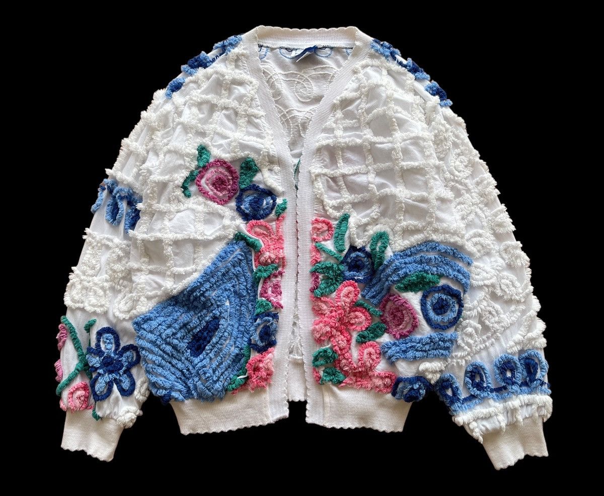 Vintage Vintage Damze Handcrafted California 3D Abstract Cardigan Size XL / US 12-14 / IT 48-50 - 3 Thumbnail