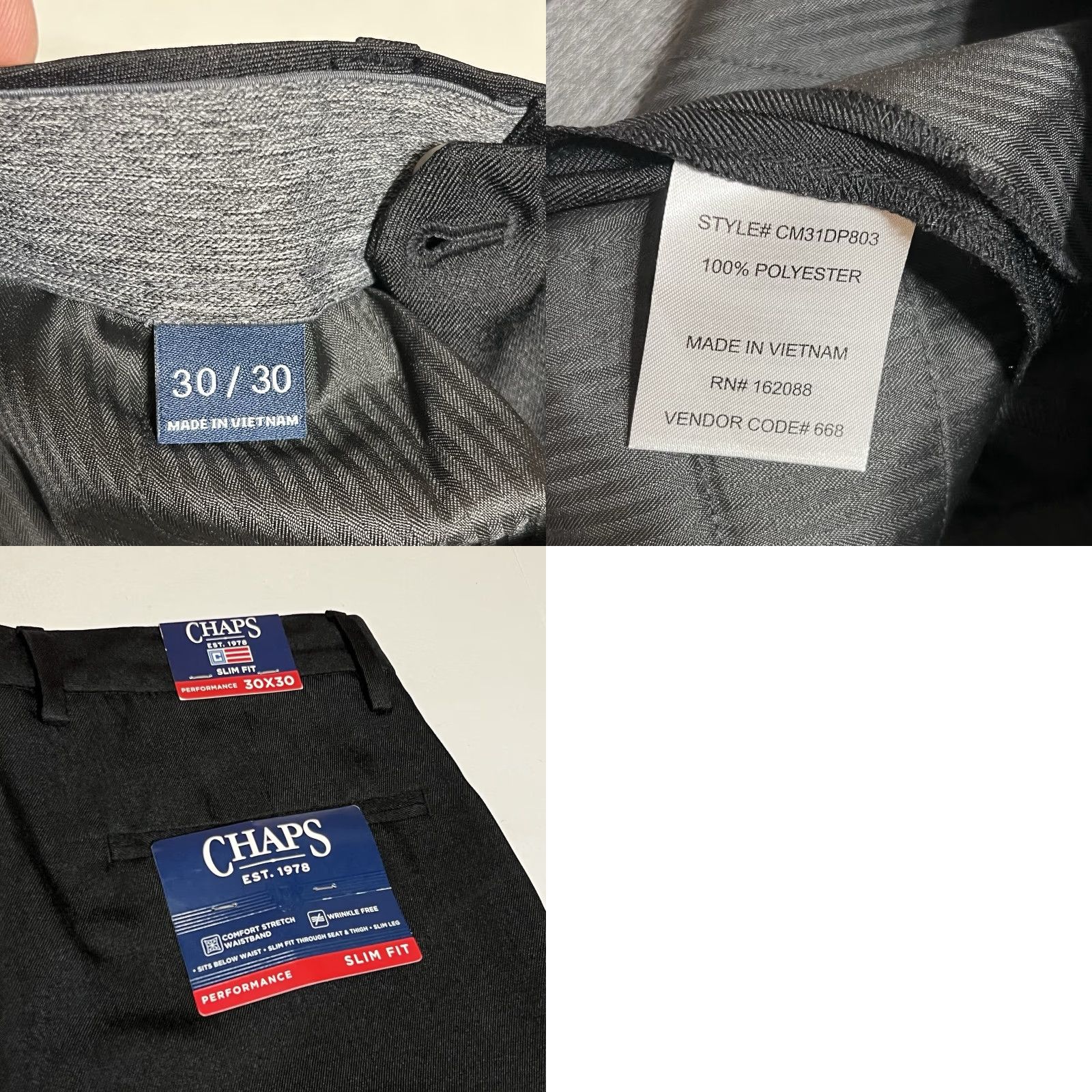 Chaps Chaps Performance Slim Dress Pants Mens 30x30 Black Flat Front NWT Size US 30 / EU 46 - 8 Thumbnail