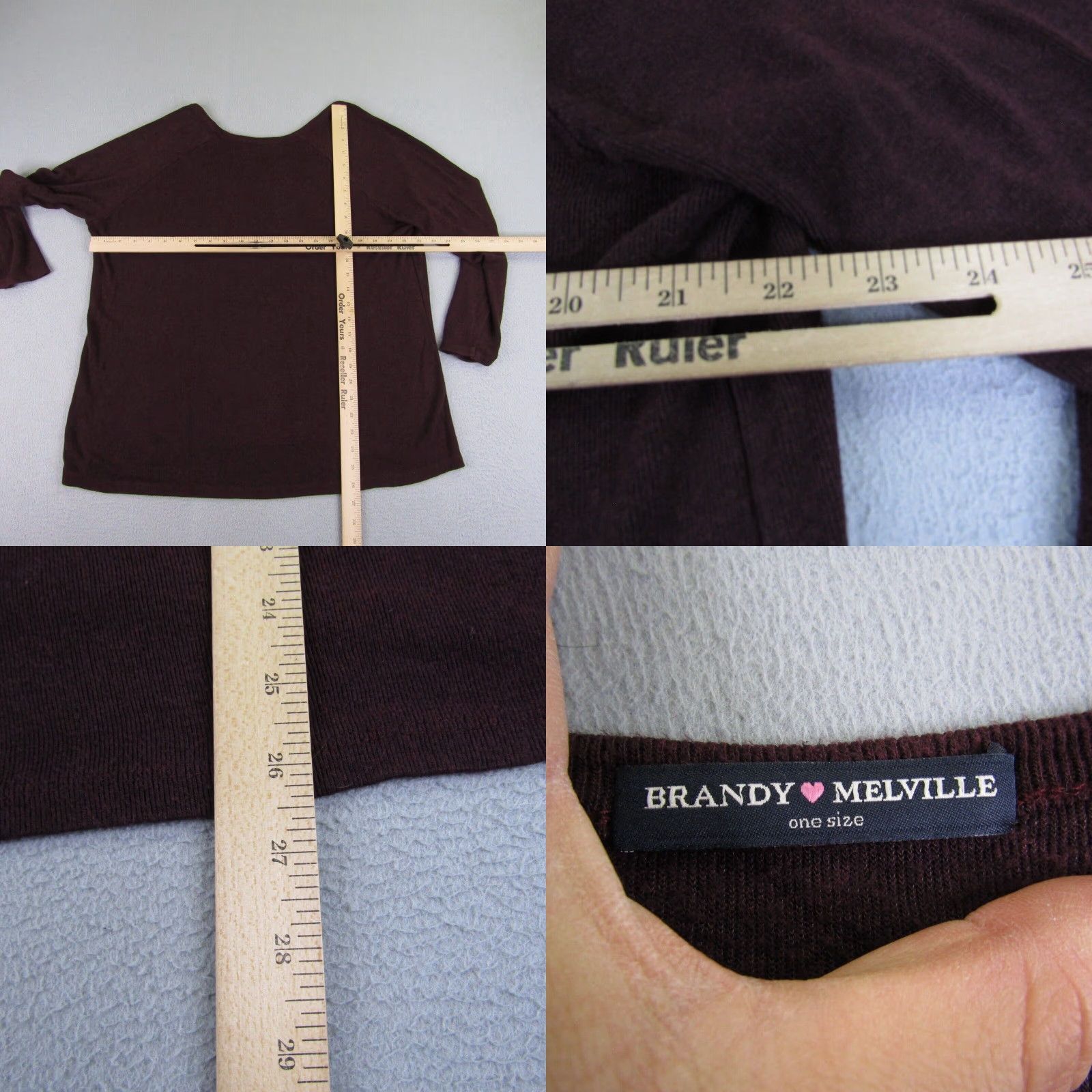 Brandy Melville Brandy Melville Sweater Shirt Womens One Size Red Raglan Low Cut Pullover Knit Wool Cashmere Blend Vintage-Style Pullover Size ONE SIZE - 8 Thumbnail