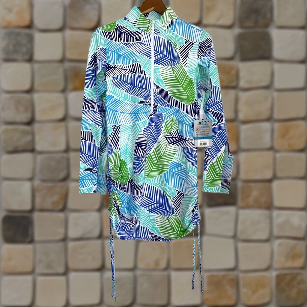 Vintage NWT Ibkul Drawstring Tunic Marley Navy/Green Womens Sports SB Size S Tunic Size ONE SIZE - 1 Thumbnail