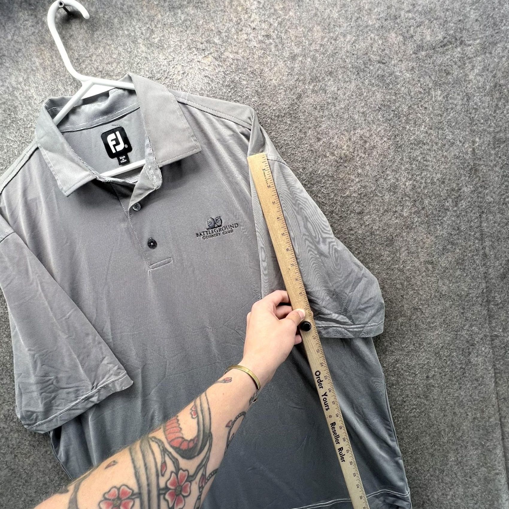 Footjoy FootJoy Polo Shirt Mens 2XL Gray Stripe Battleground Country Club Logo Golf Shirt Size US XXL / EU 58 / 5 - 3 Thumbnail