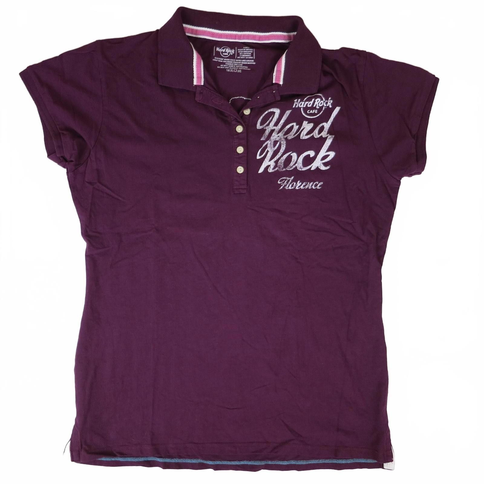 Hard Rock Cafe Women's Large Hard Rock Cafe Florence Burgundy Purple Polo Size L / US 10 / IT 46 - 1 Thumbnail