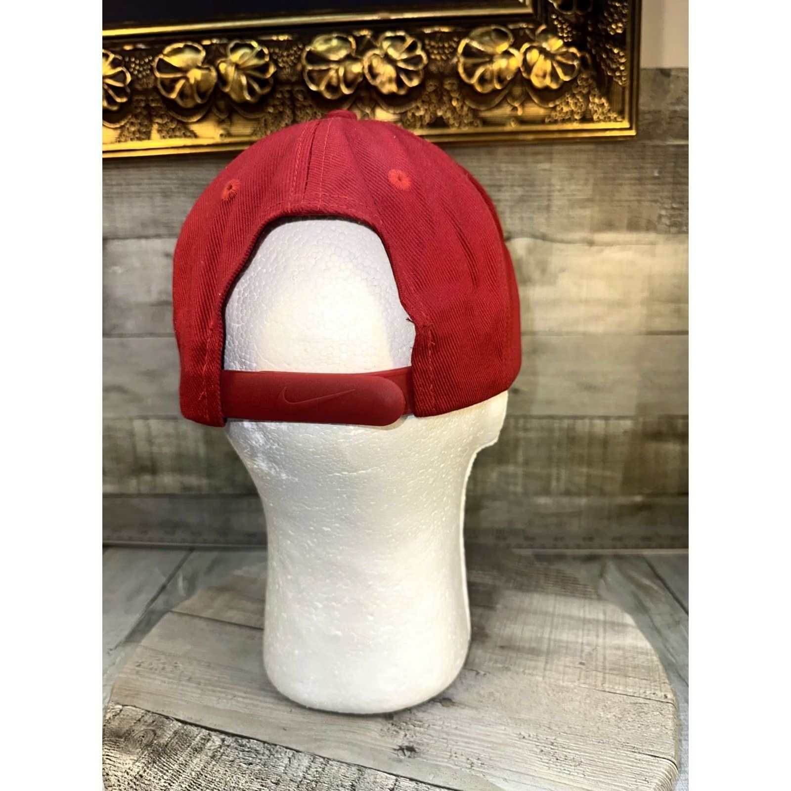 Nike VINTAGE Nike SnapBack Hat Check Logo Red Twill Adjustable 90s Mens Size ONE SIZE - 5 Thumbnail