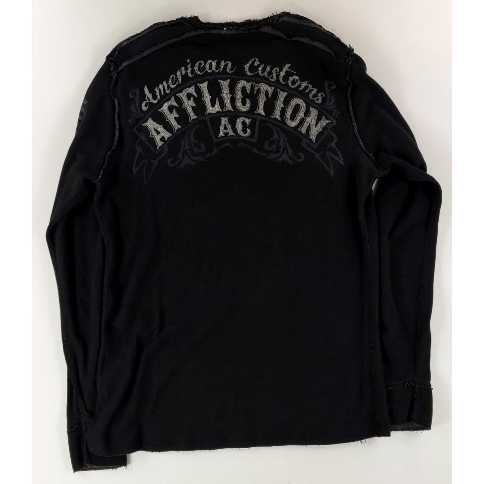 Affliction AFFLICTION Shirt Reversible Thermal Long Sleeve Live Fast Black Gray Mens XL Size US XL / EU 56 / 4 - 3 Thumbnail