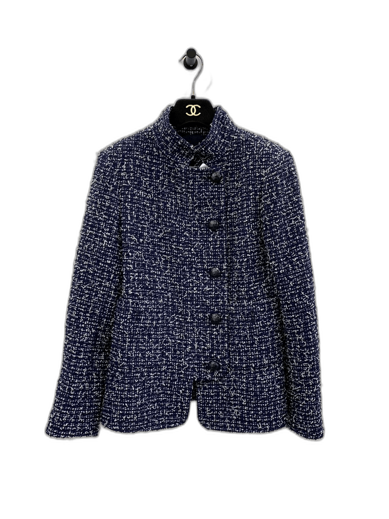 Chanel Chanel Blue Tweed Shimmer Button Women's Jacket Size XS / US 0-2 / IT 36-38 - 1 Thumbnail