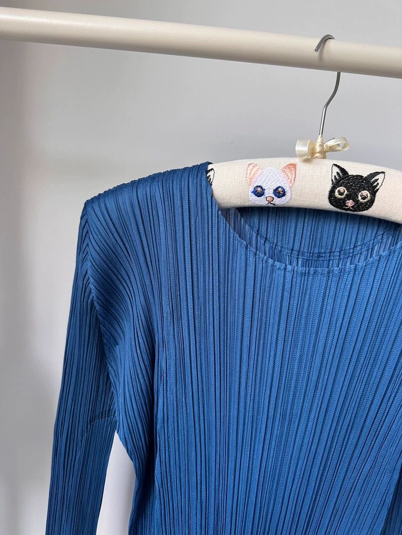 Issey Miyake Issey Miyake size:3 Blue pleated long-sleeved shirt Size S / US 4 / IT 40 - 2 Thumbnail