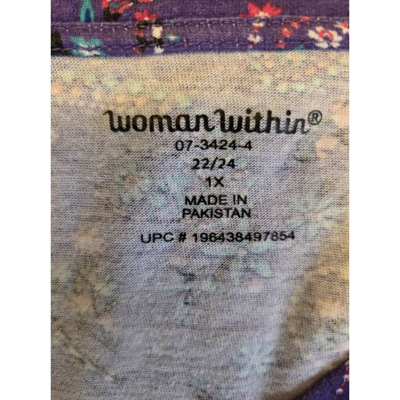 Vintage Woman Within Purple Paisley Floral Print Long Sleeve Casual Top Shirt 1X Womens Size XL / US 12-14 / IT 48-50 - 6 Thumbnail