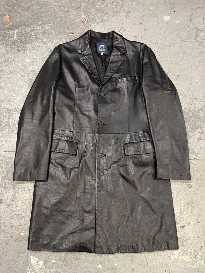 Gianfranco Ferre 2000s Gianfranco Ferré Black Matrix Long Trench Leather Jacket Size US L / EU 52-54 / 3 - 1 Thumbnail