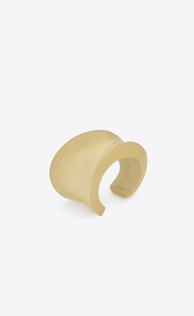 Saint Laurent Paris o1bcso1str0226 Size:M/Asymmetrical Cuff in Cream/Brown Size ONE SIZE - 1 Thumbnail