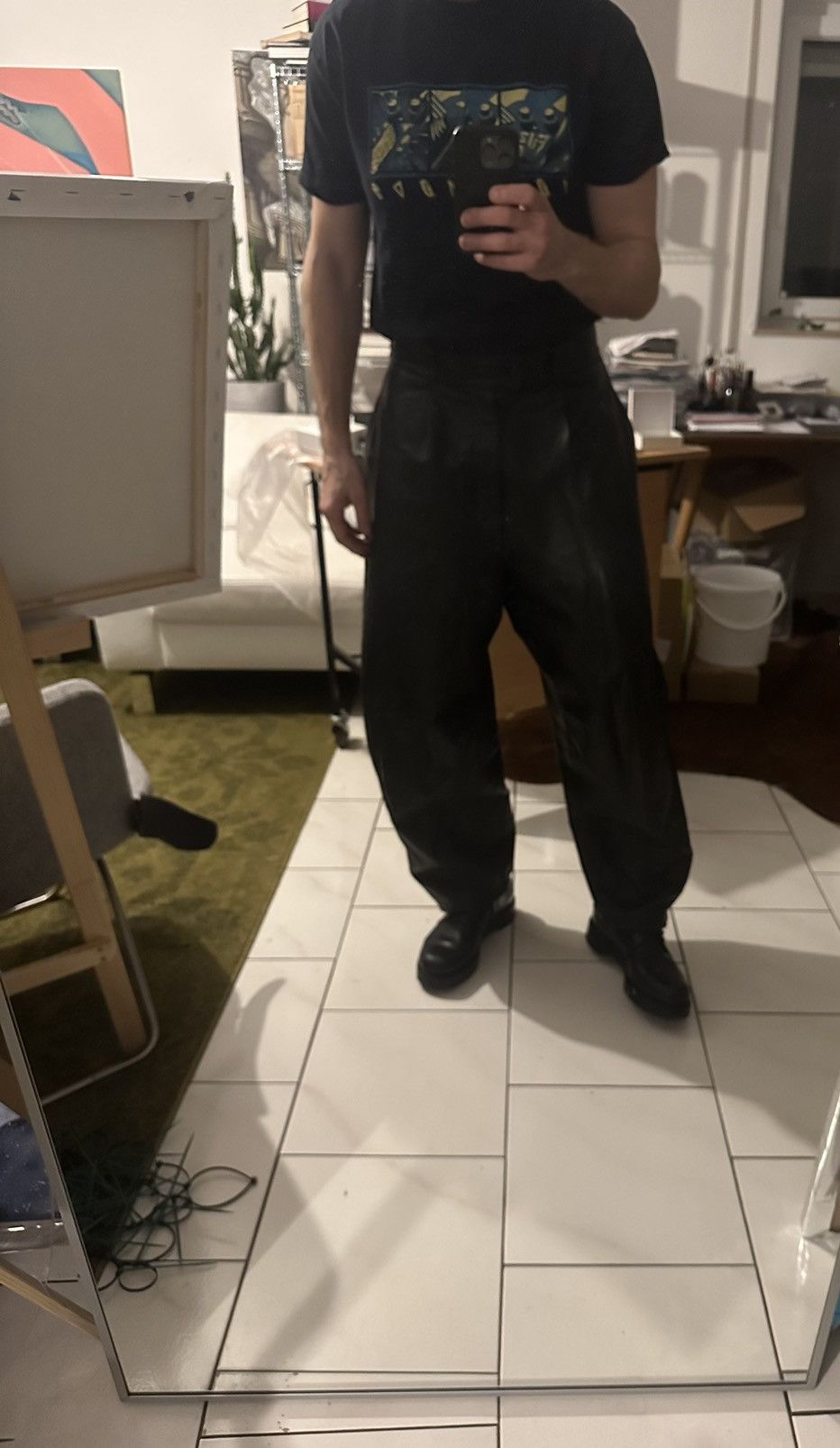Yohji Yamamoto Supreme 2025 Yohji Yamamoto leather wide pants Size US 32 / EU 48 - 14 Thumbnail