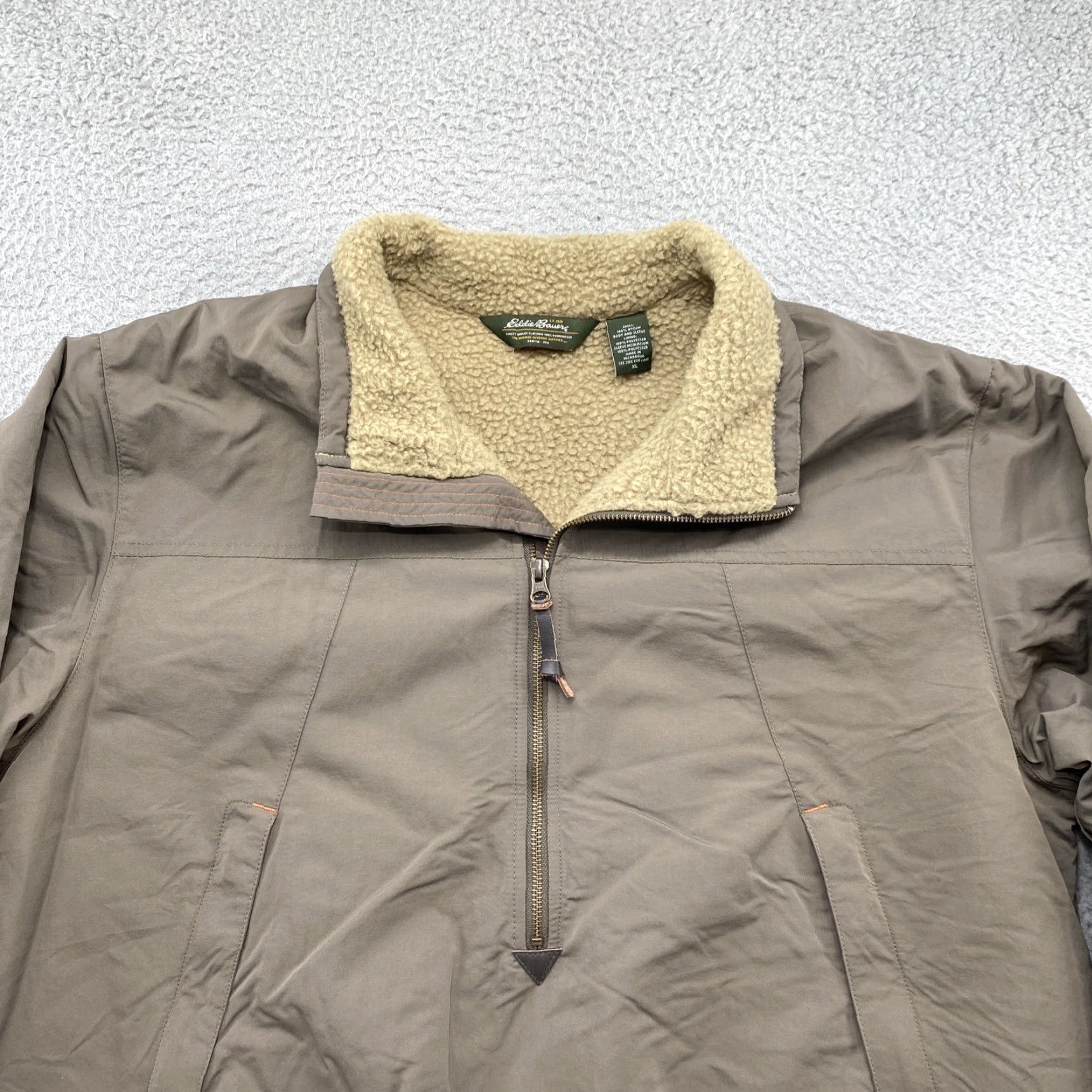 Eddie Bauer Eddie Bauer 1/2 Zip Sherpa Lined Nylon Jacket Men’s XL Green Mens Size US XL / EU 56 / 4 - 3 Thumbnail