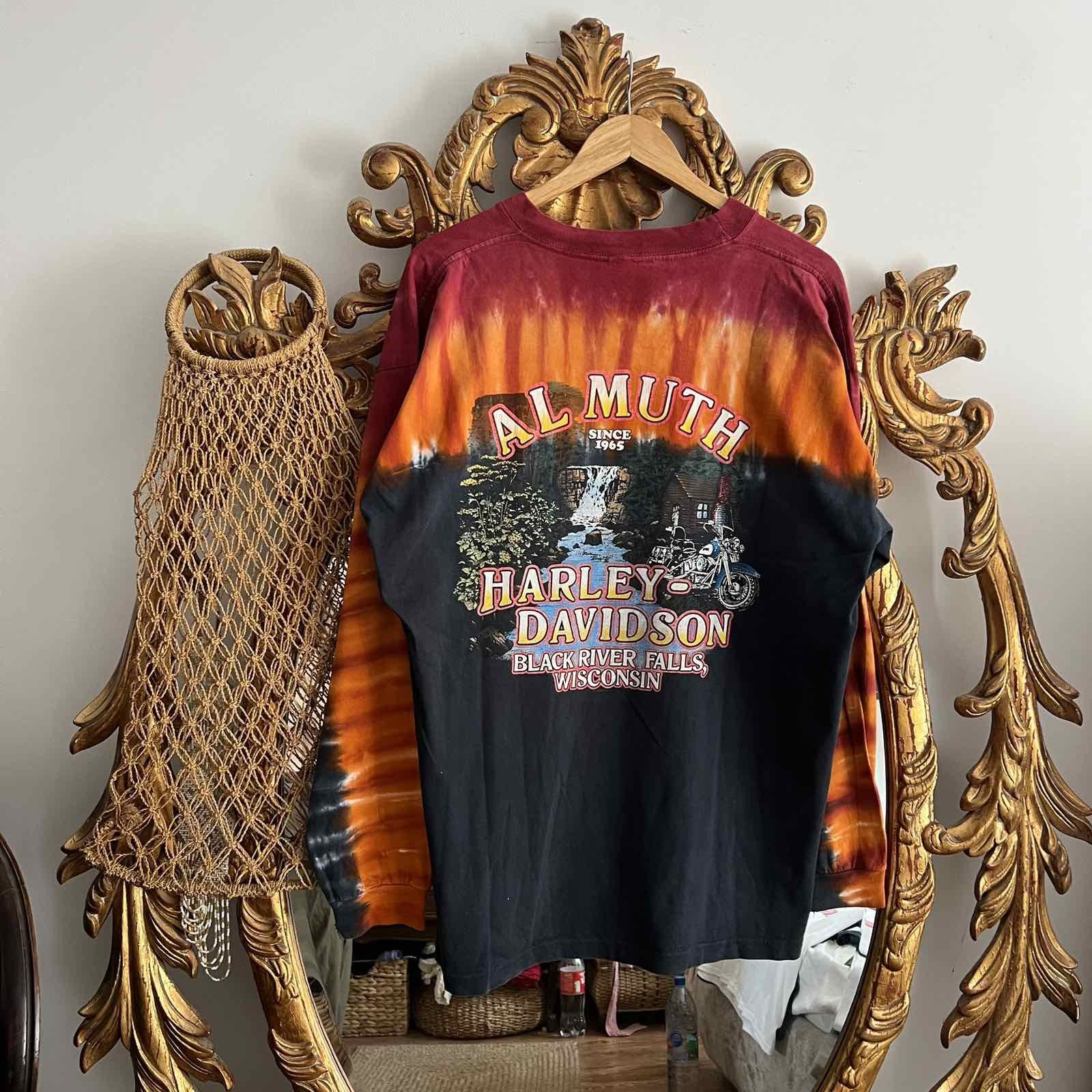 Harley Davidson Crazy Vintage 90s Harley Davidson Tie Dye Grunge Biker Tee Size US XL / EU 56 / 4 - 2 Thumbnail
