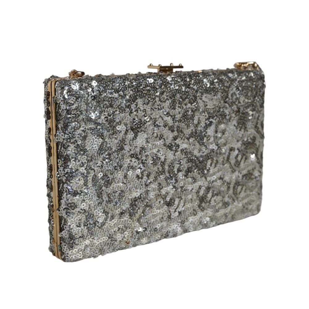 Dolce & Gabbana Dolce & Gabbana Silver Sequined Clutch Evening Crossbody Bag Size ONE SIZE - 4 Thumbnail