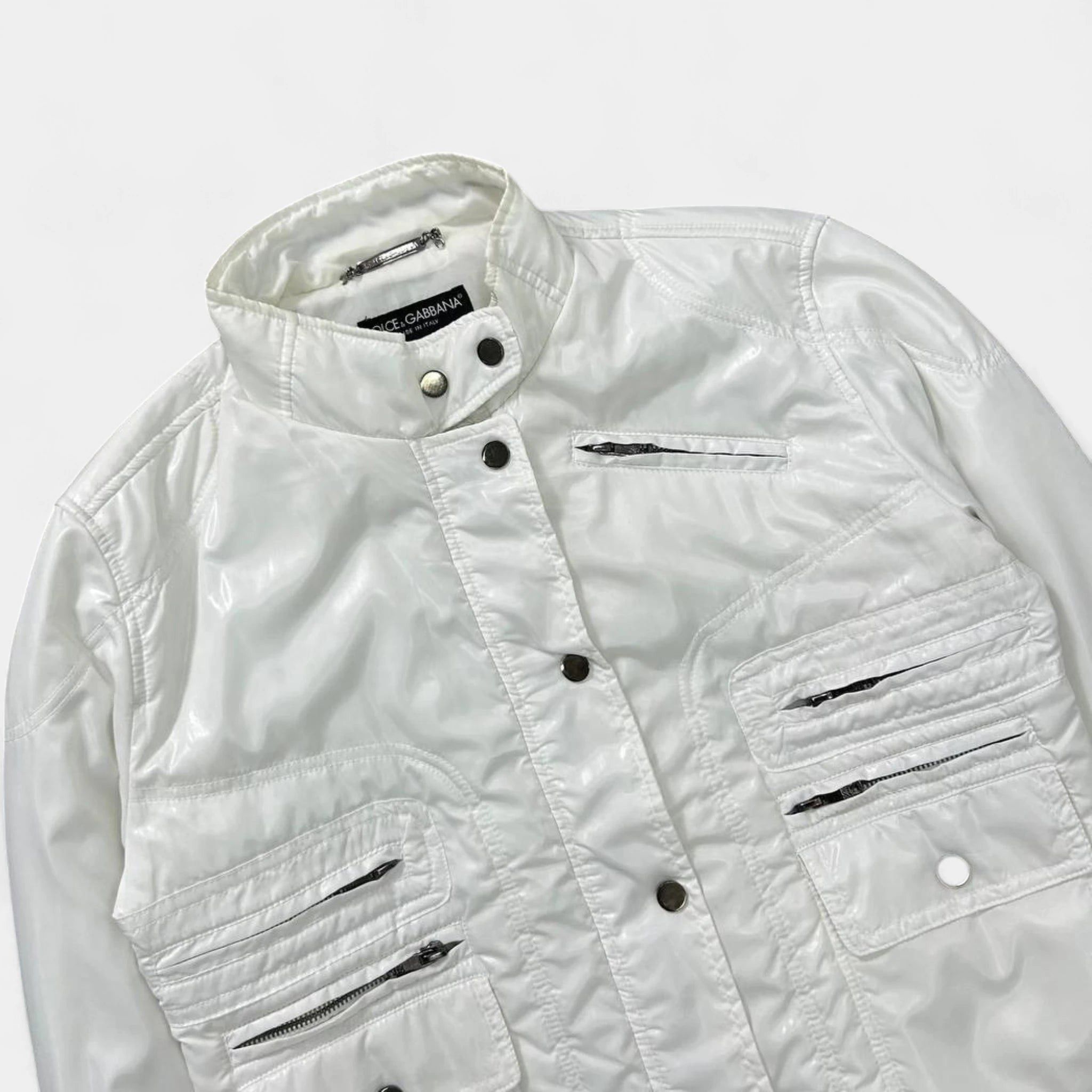 Dolce & Gabbana White Nylon Cargo Jacket