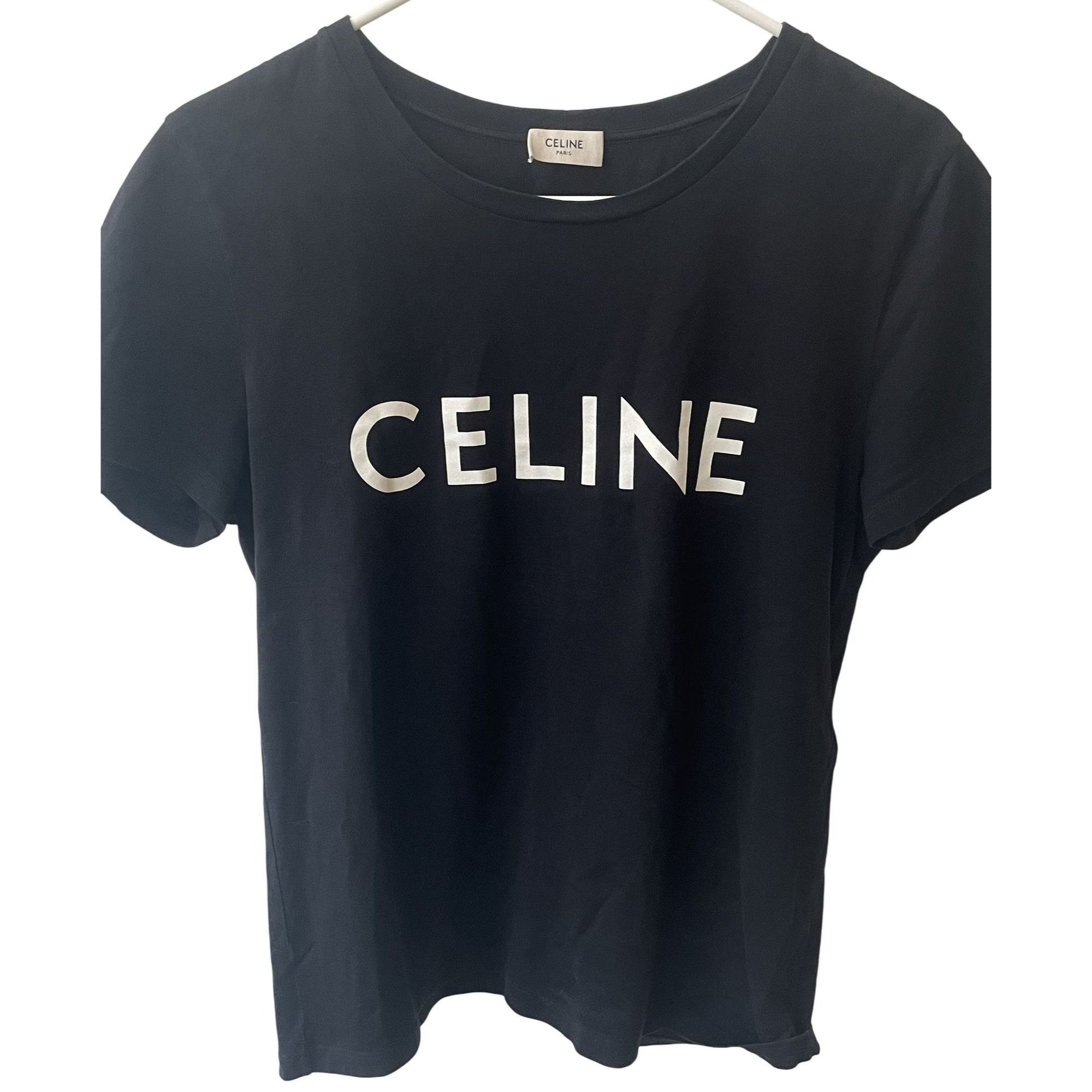 Celine Celine Womens Black Cotton Logo T-Shirt Size M / US 6-8 / IT 42-44 - 1 Thumbnail