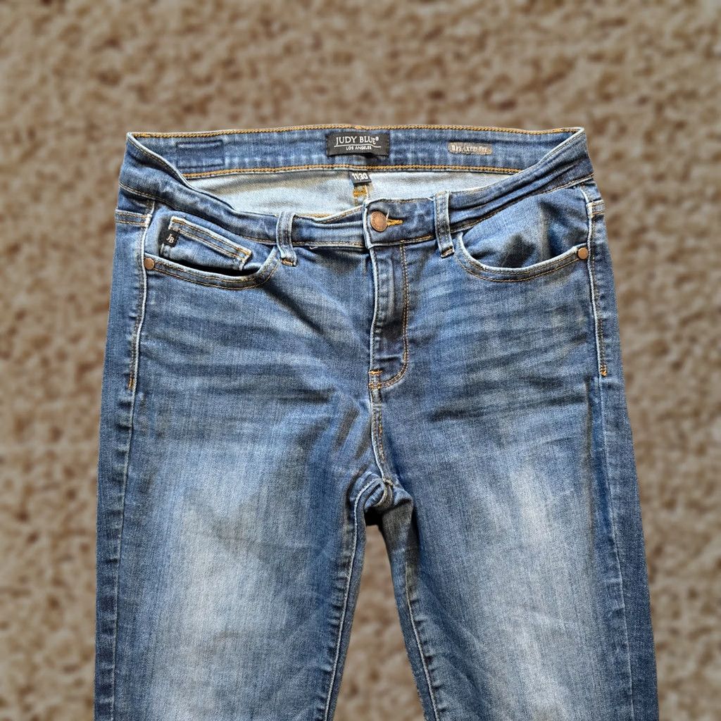 Denime Judy Blue Jeans Women Size 30 Blue Relaxed Crop Jeans 5-Pocket Denim Cotton Polyester Spandex Mid Rise Cropped Stretch Size 30" / US 8 / IT 44 - 1 Thumbnail