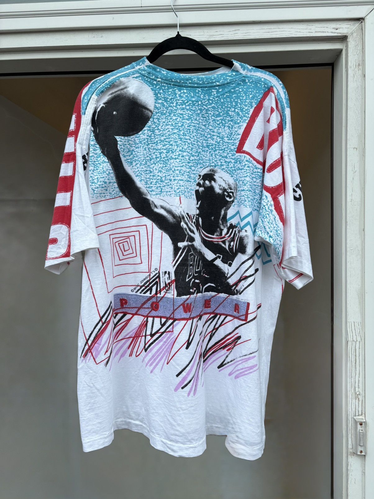 Vintage 90s Michael Jordan Tee Magic Johnson AOP Bulls Grail