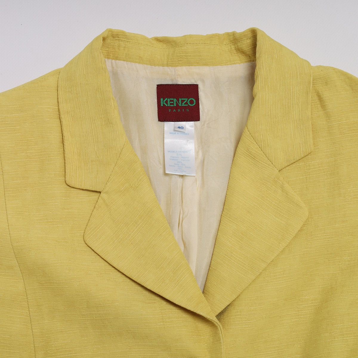 Kenzo Paris Vintage Yellow Blazer Jacket Linen Silk Viscose