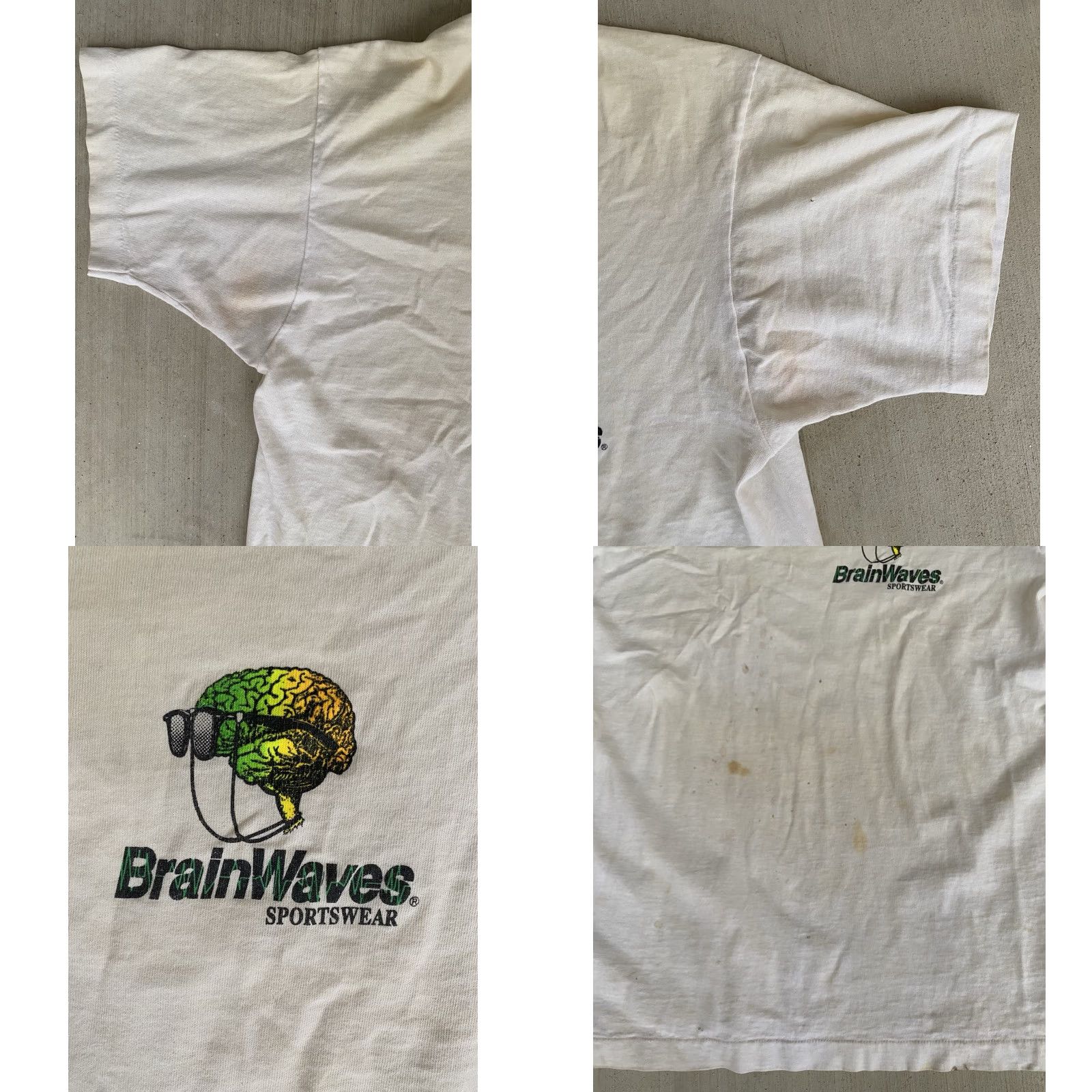 Fruit Of The Loom VINTAGE Brainwaves Hawaii Gecko T Shirt Mens L White Neon 90s Graphic Size US L / EU 52-54 / 3 - 9 Thumbnail