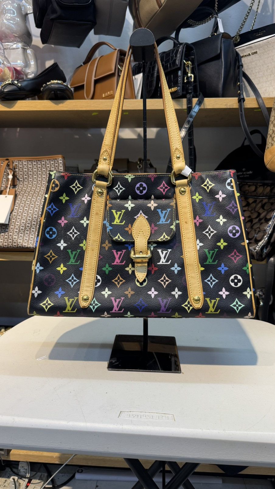 Louis Vuitton Black Multicolor Aurelia MM Shoulder Bag