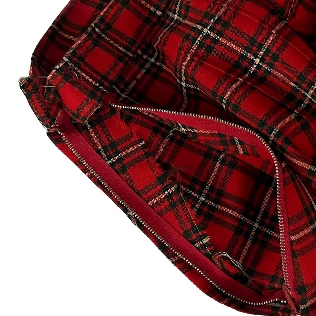 Vintage VINTAGE Handmade Red Plaid Skirt Womens Size Small 1960's 1970's Size 28" / US 6 / IT 42 - 3 Thumbnail