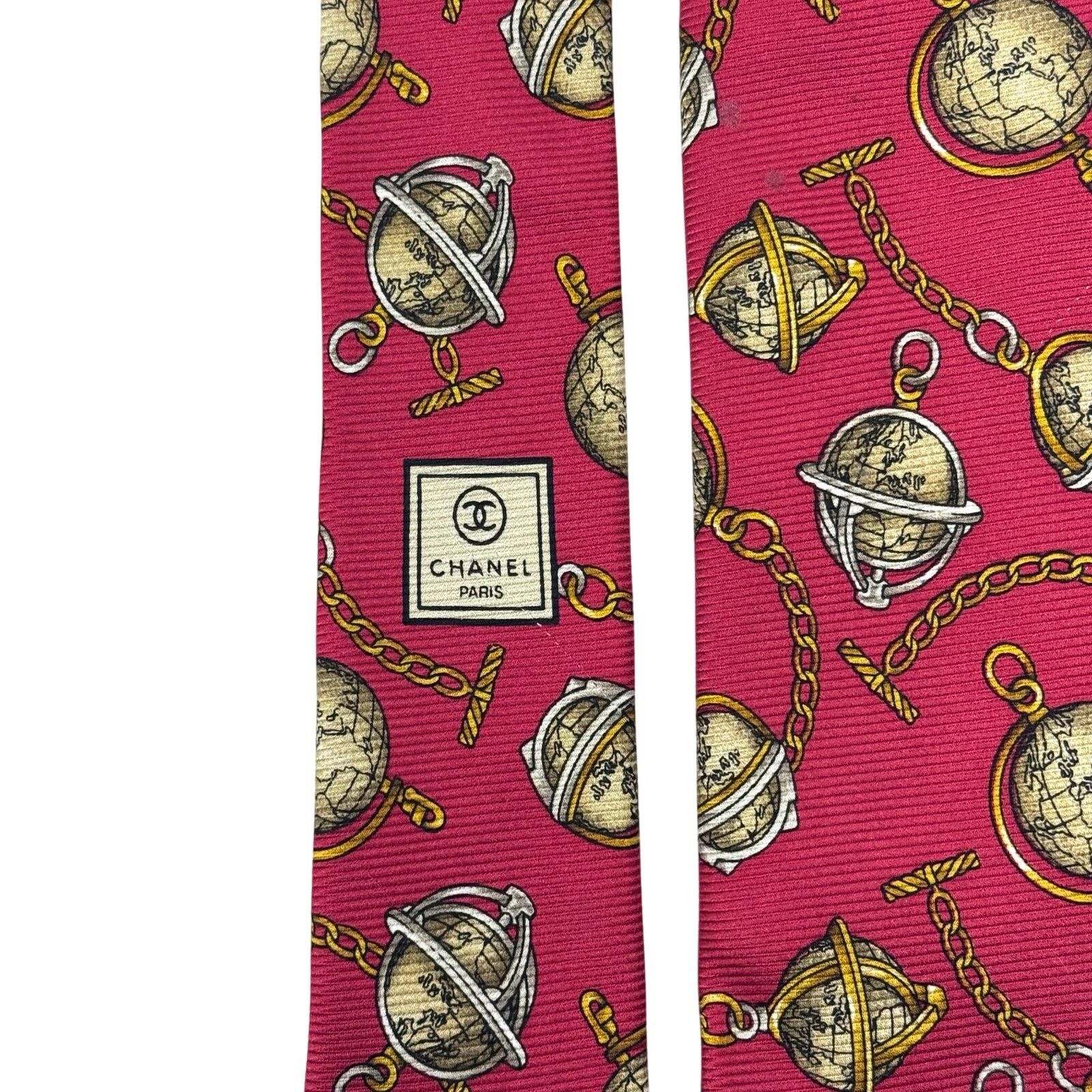 Chanel Chanel Globe Pattern Tie Size ONE SIZE - 14 Thumbnail