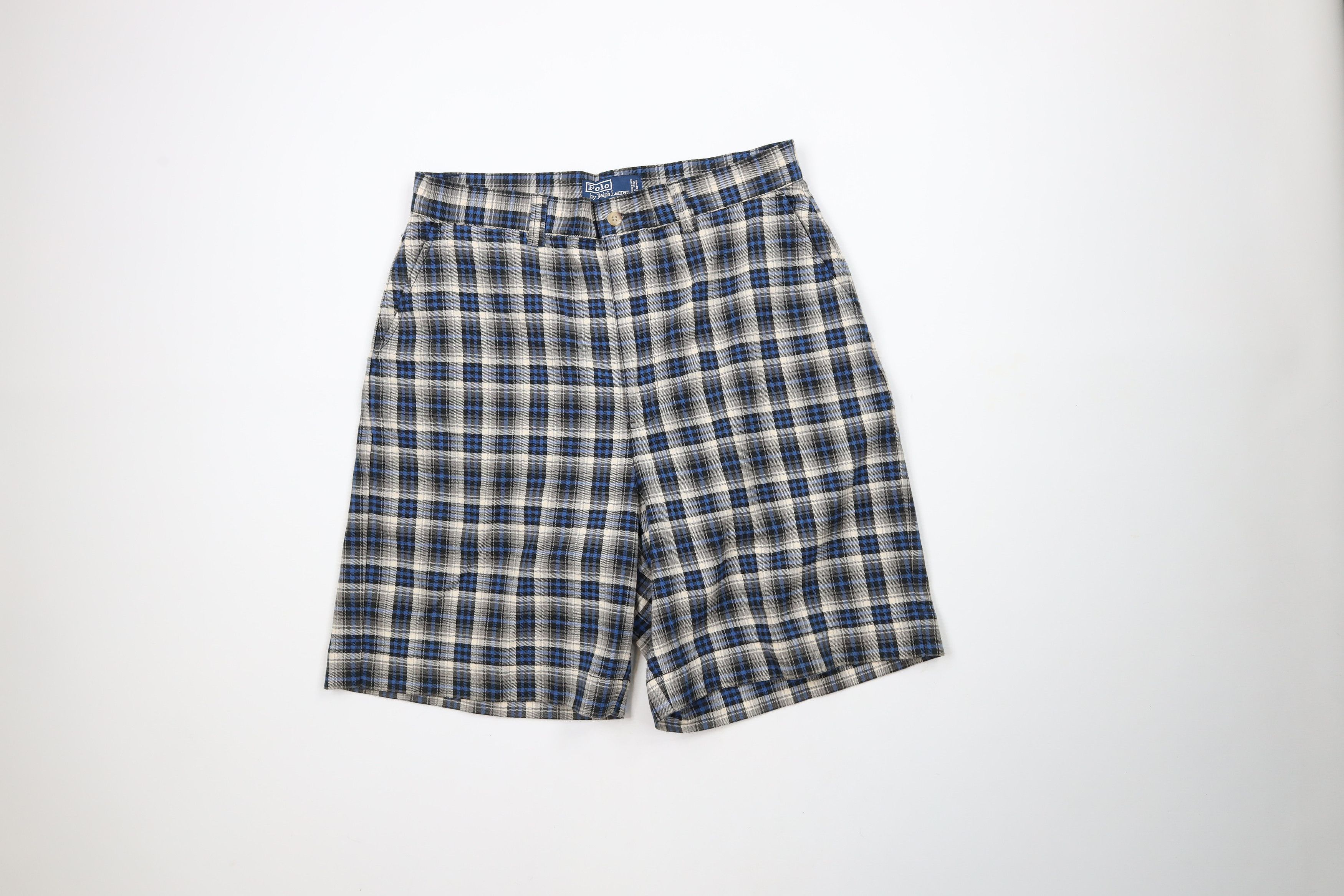 Ralph Lauren × Vintage Vintage 90s Ralph Lauren Knee Flannel Chino Shorts Plaid Size US 32 / EU 48 - 1 Thumbnail
