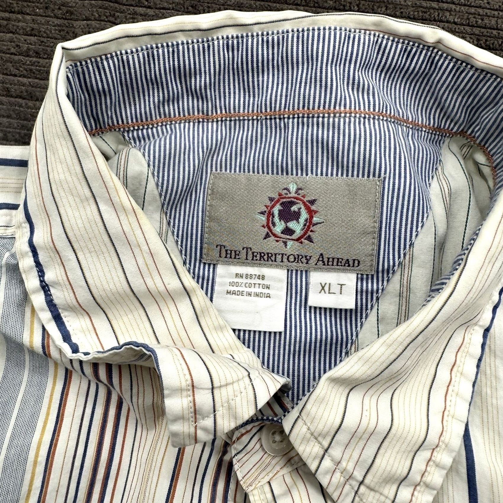The Territory Ahead Territory Ahead Shirt XL Tall Striped Cotton Long Sleeve Button-Up Mens Size US XL / EU 56 / 4 - 4 Thumbnail