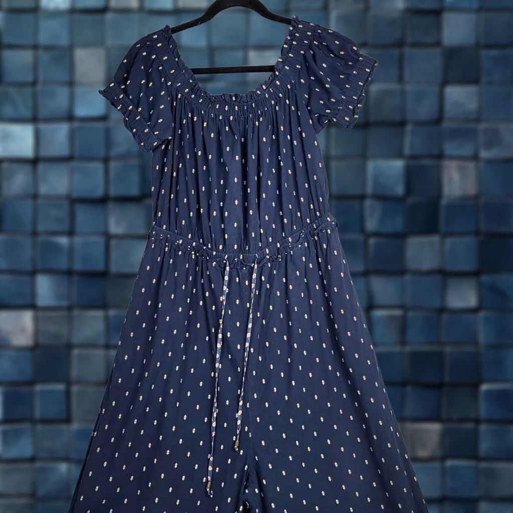 Anthropologie Anthropologie Findley Off-The-Shoulder Navy Blue Jumpsuit Women M Regular Size Size 32" / US 10 / IT 46 - 1 Thumbnail