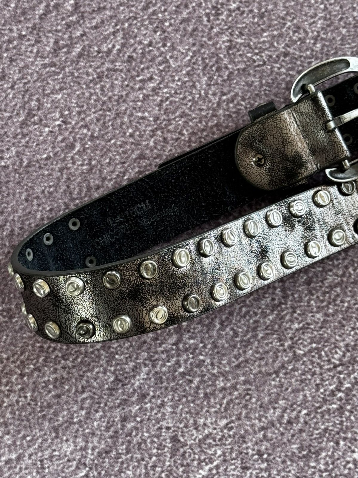 Japanese Brand Vintage Leather Studded Belt Black Metal Diesel style Size ONE SIZE - 10 Thumbnail