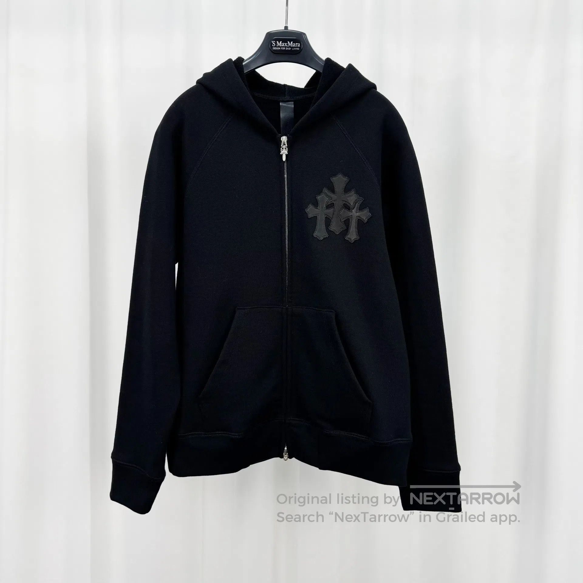 Chrome Hearts Chrome hearts triple cross leather sleeve zip up
