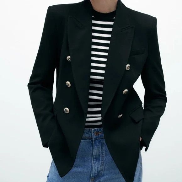 Zara Zara Double Breasted Blazer with Gold Buttons. Size M Size M / US 6-8 / IT 42-44 - 2 Thumbnail