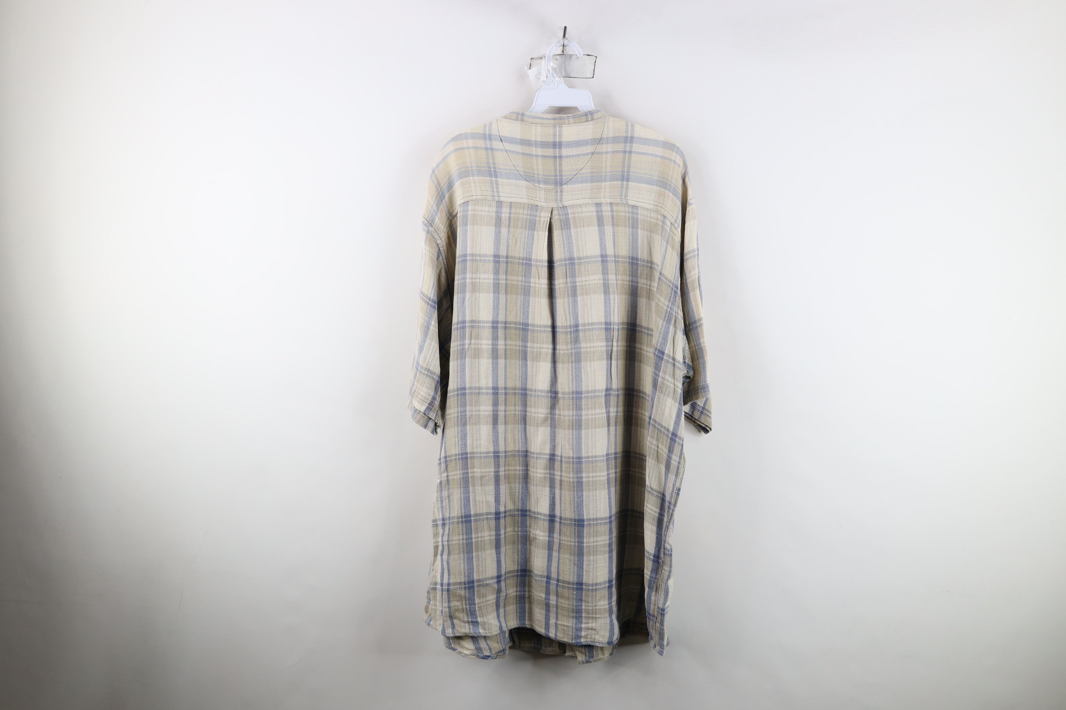 Vintage Vintage 90s Streetwear Cotton Weave Knit Button Shirt Plaid Size US XXL / EU 58 / 5 - 10 Thumbnail