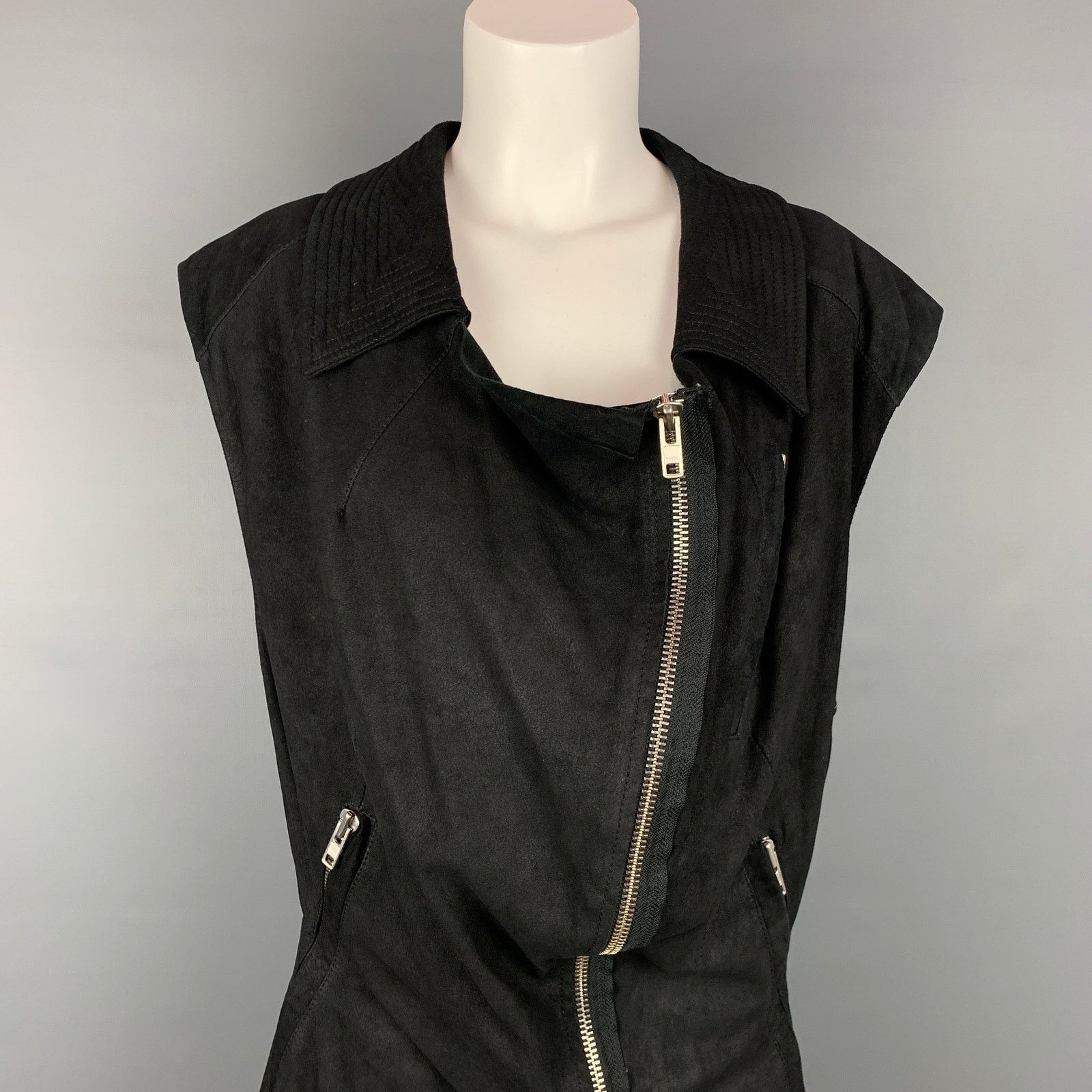 Haider Ackermann HAIDER ACKERMANN Size S Black Suede Zip Up Vest Size S / US 4 / IT 40 - 2 Thumbnail