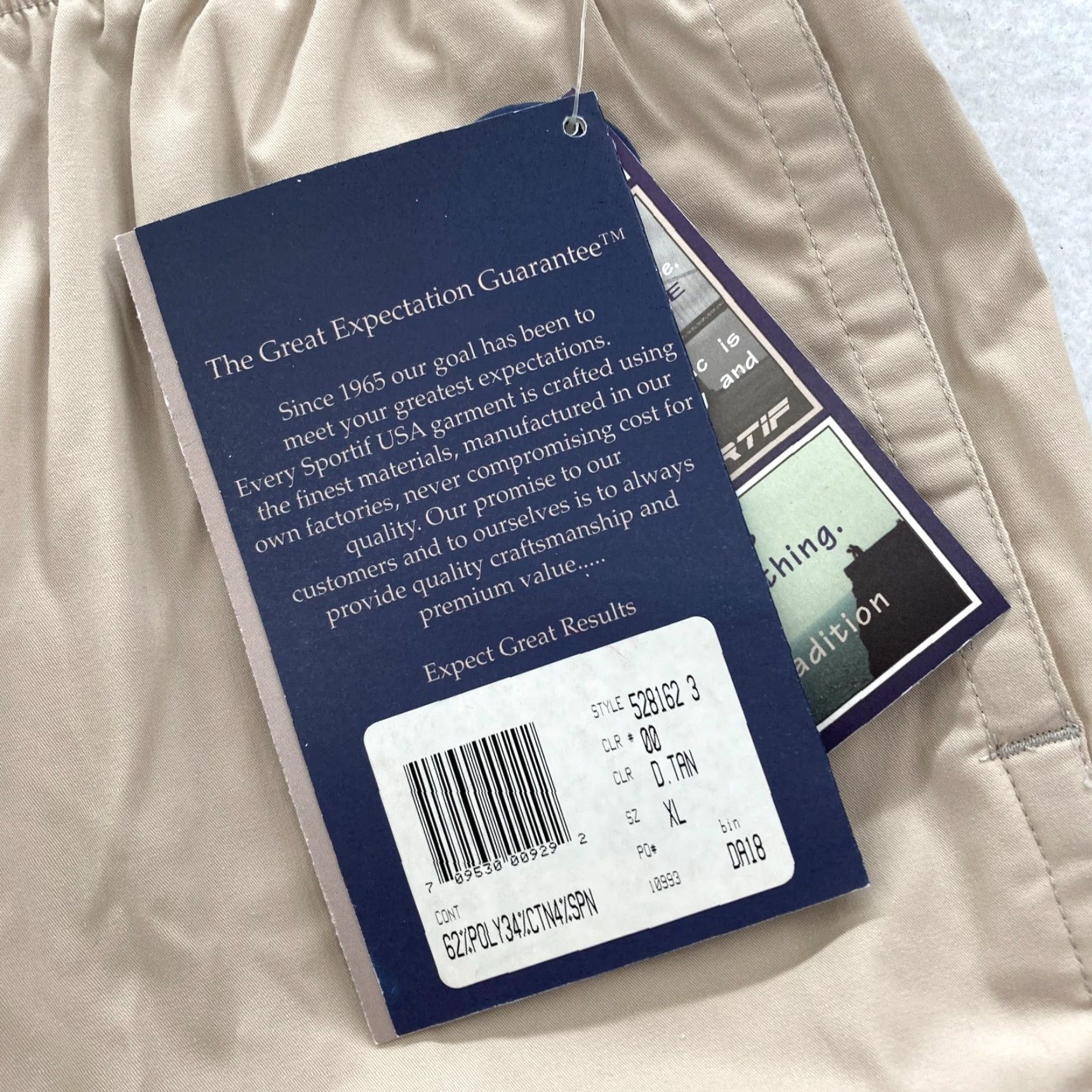 Vintage VINTAGE Sportif Pants Mens XL Khaki Beige Stretch Fabric Waistband Straight NWT Size US 36 / EU 52 - 4 Thumbnail