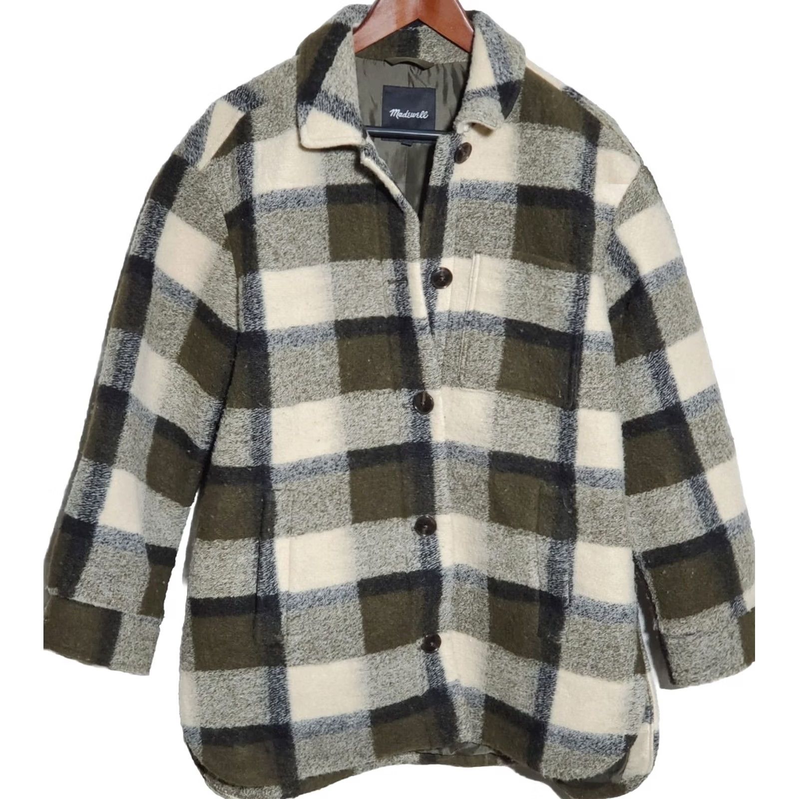 Madewell Madewell Belrose Shirt-Jacket Plaza Plaid Loden Poly-Wool Blend Women's M Size M / US 6-8 / IT 42-44 - 4 Thumbnail