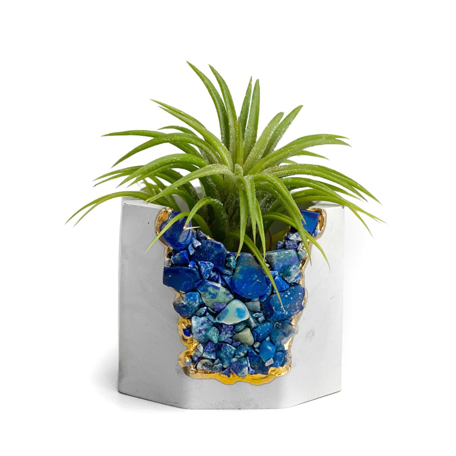 Other Lapis Lazuli Crystal Geode Planter | Concrete Succulent Pot Size ONE SIZE - 2 Thumbnail