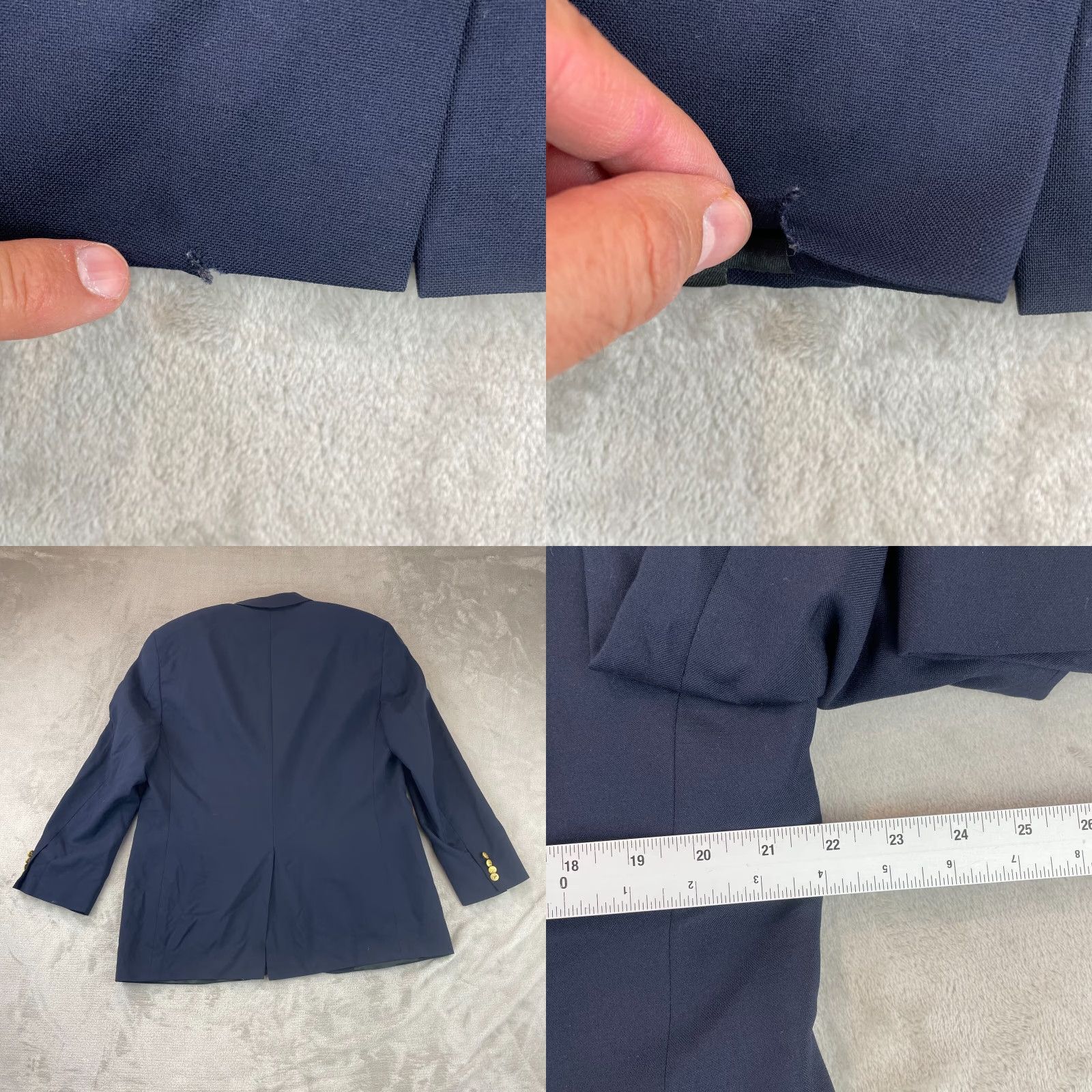 Brooks Brothers Brooks Brothers Blazer Men 44R Navy Blue 346 100% Worsted Wool Gold Buttons - Two-Button Notch Lapel Regular Fit Solid Wool Dress Jacket Size 44R - 9 Thumbnail