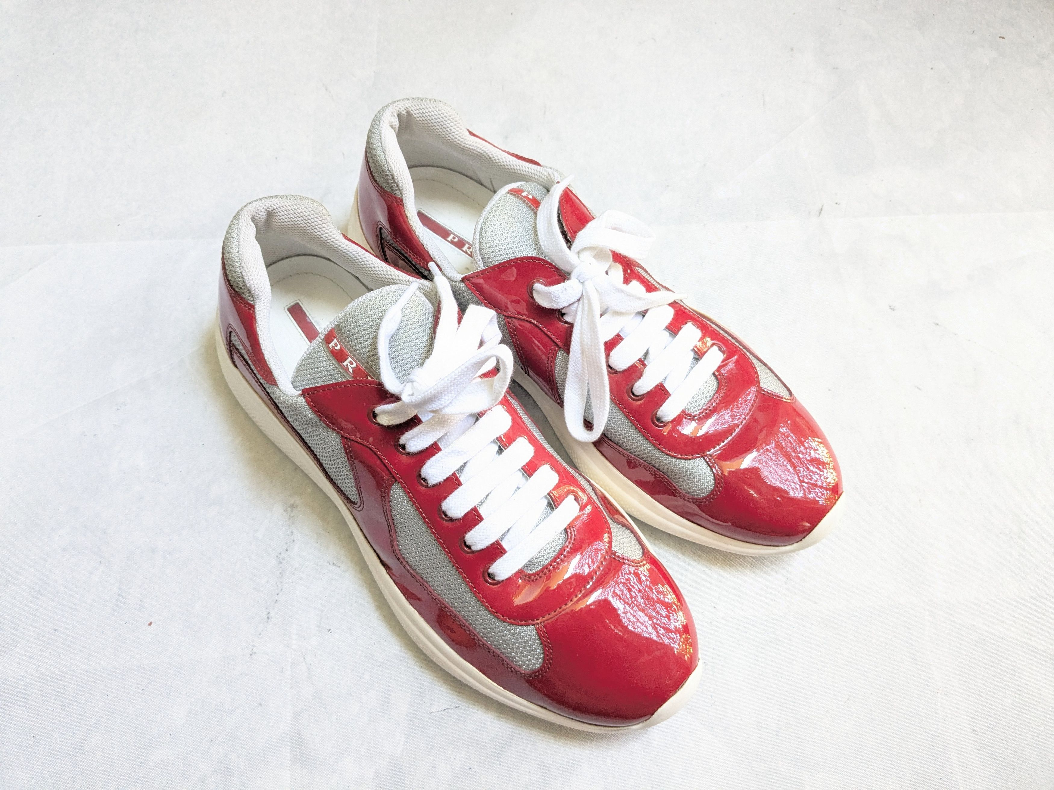 Prada Prada America's Cup Sneakers Red Patent Leather 11.5 White Size US 11.5 / EU 44-45 - 4 Thumbnail