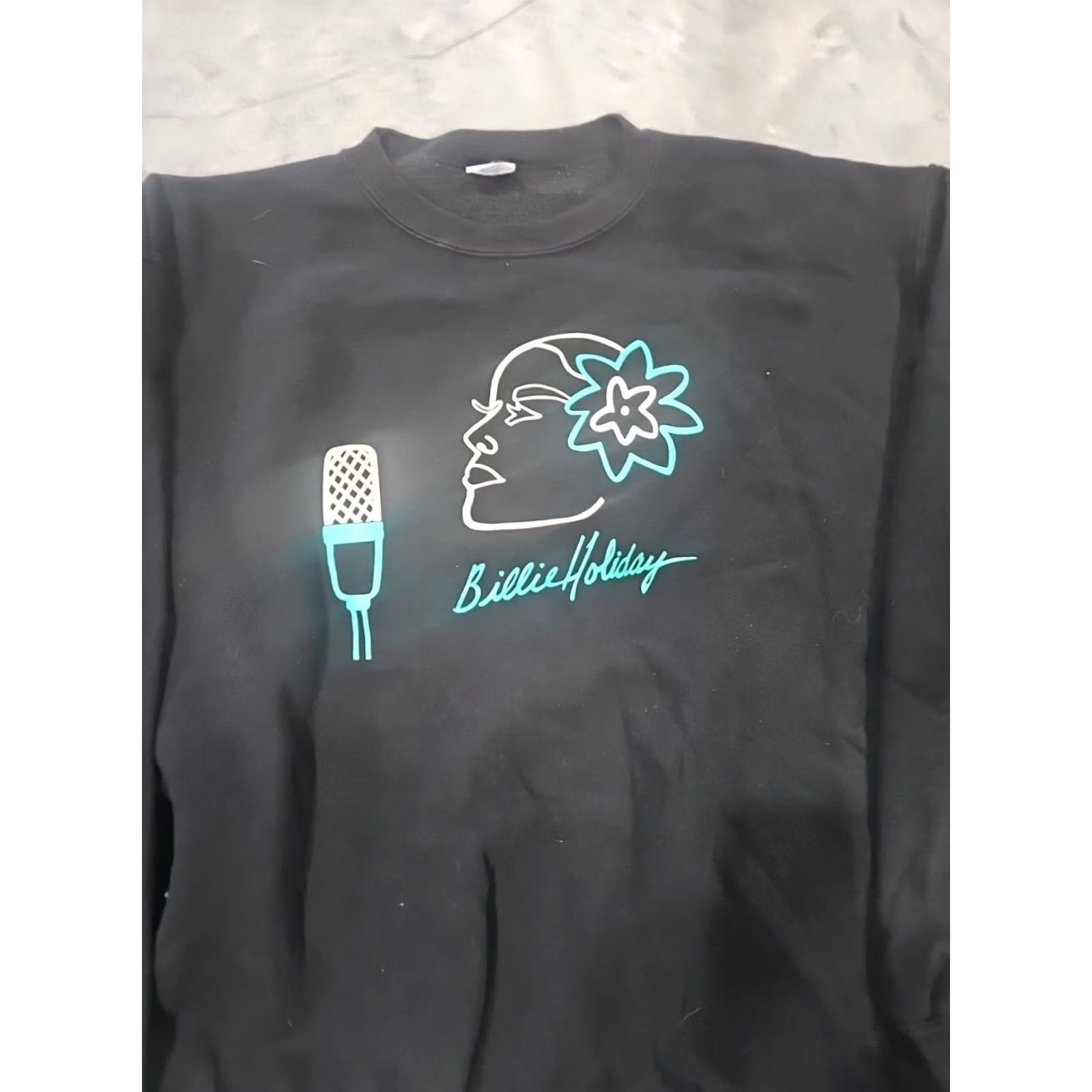 Vintage VTG Billie Holiday I'll Be Seeing You Crewneck Sweatshirt Mens XXL 2XL Black Graphic Print 90s Jazz Streetwear (2) Size US XXL / EU 58 / 5 - 2 Thumbnail