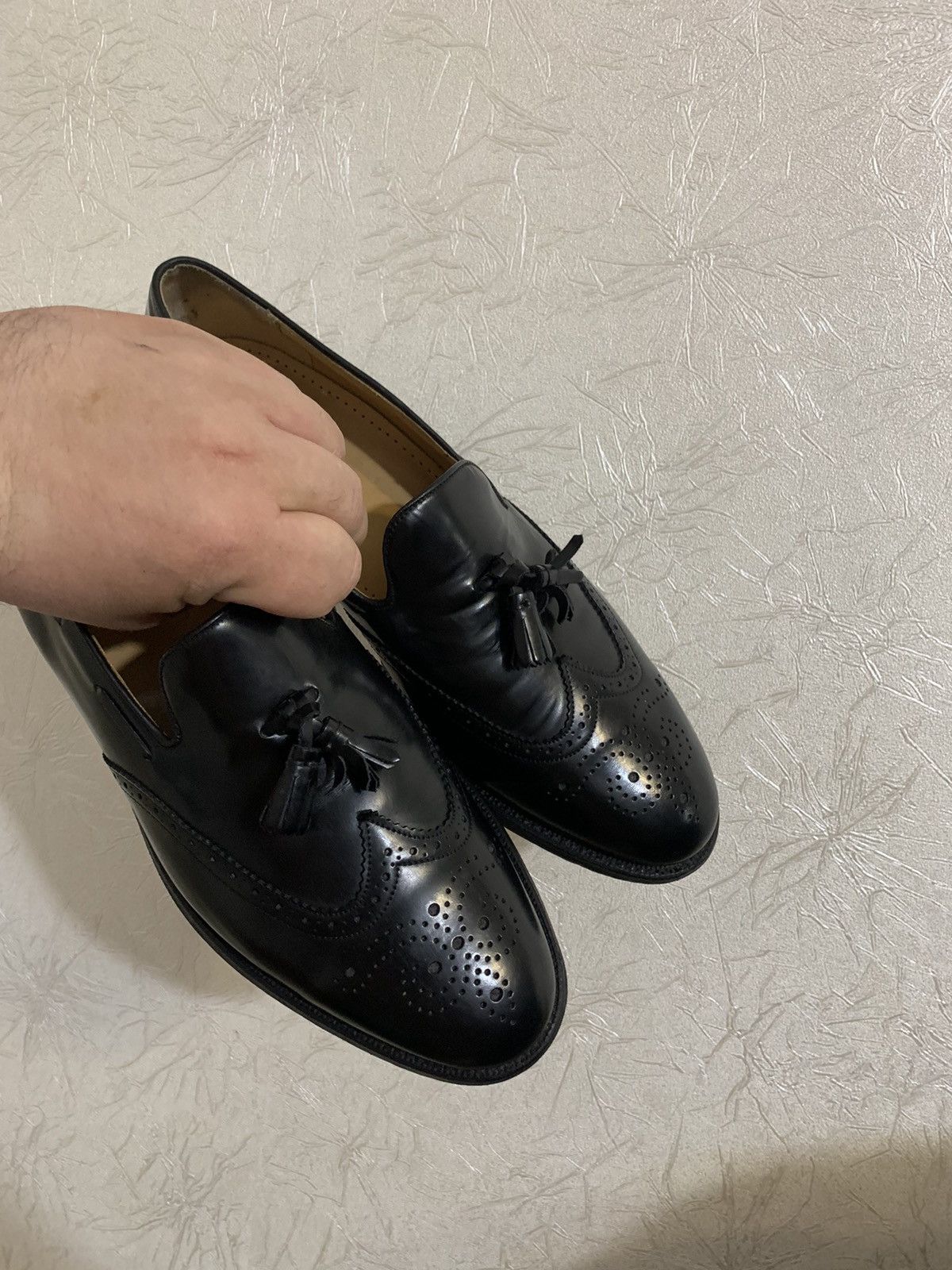Barker × Genuine Leather × Vintage Vintage Barker Black Leather Loafers Tessel Made in England Size US 11 / EU 44 - 8 Thumbnail