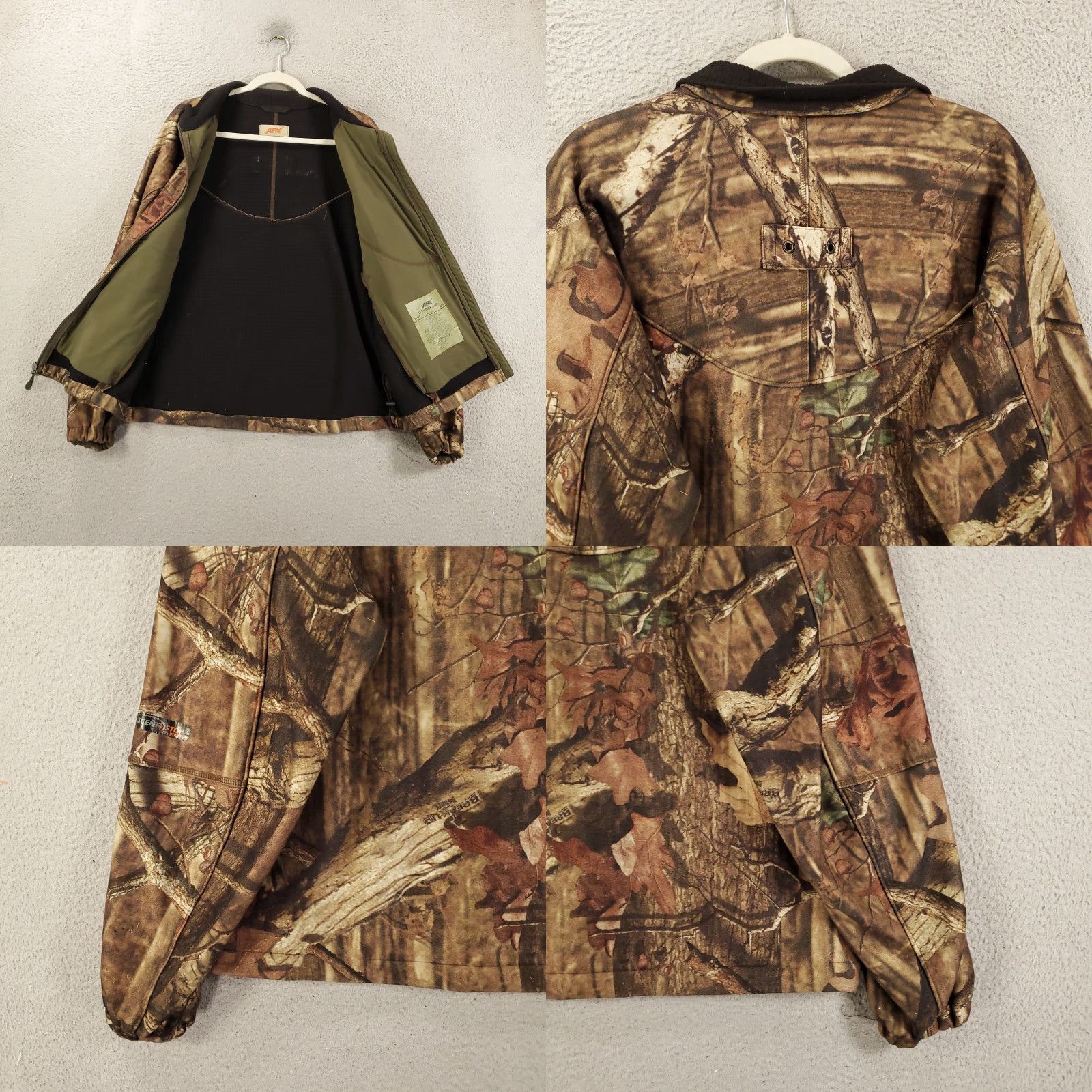 Mossy Oak Infinity Breakup Jacket APX Men M Bomber Jacket Camouflage Multicolor Water Resistant Scent Control Pockets Vintage