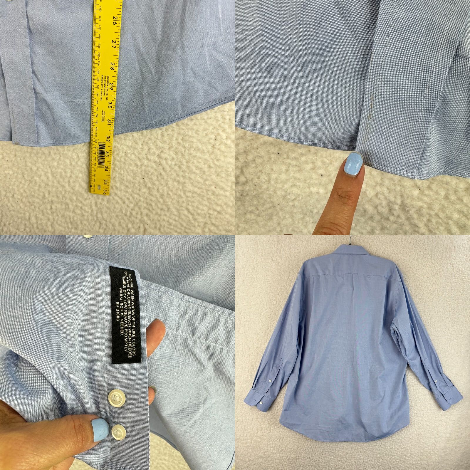 Jos. A. Bank Jos. A. Bank Button-Up Dress Shirt Mens Size XL Blue Tailored Fit Long Sleeve Size 46R - 8 Thumbnail